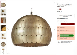 Lampa Wisząca HARANGI Beliani Metal Mosiądz Retro Klosz Sferyczny