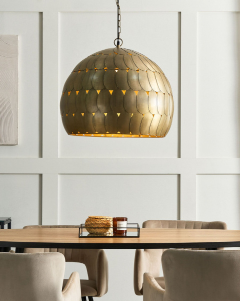 Lampa Wisząca HARANGI Beliani Metal Mosiądz Retro Klosz Sferyczny Lampa Wisząca HARANGI Beliani Metal Mosiądz Retro Klosz Sferyczny