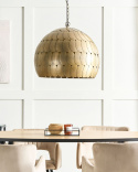 Lampa Wisząca HARANGI Beliani Metal Mosiądz Retro Klosz Sferyczny