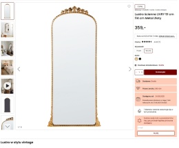 Lustro ścienne Beliani LIVRY – złote, 51×114 cm, metalowa rama, styl vintage