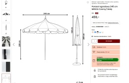 Parasol ogrodowy Beliani MINOA ⌀ 245 cm – czarno-biały, z aluminium