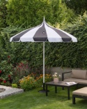 Parasol ogrodowy Beliani MINOA ⌀ 245 cm – czarno-biały, z aluminium