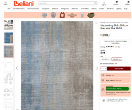 Nowoczesny Dywan Wiskozowy z Efektem Ombre Beliani Ercis Szaro-Niebieski 200 x 200 cm