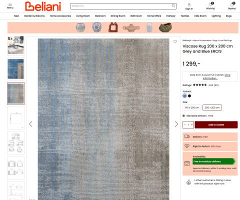 Nowoczesny Dywan Wiskozowy z Efektem Ombre Beliani Ercis Szaro-Niebieski 200 x 200 cm Nowoczesny Dywan Wiskozowy z Efektem Ombre Beliani Ercis Szaro-Niebieski 200 x 200 cm
