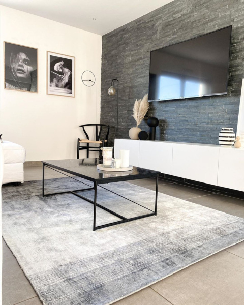 Nowoczesny Dywan Wiskozowy z Efektem Ombre Beliani Ercis Szaro-Niebieski 200 x 200 cm Nowoczesny Dywan Wiskozowy z Efektem Ombre Beliani Ercis Szaro-Niebieski 200 x 200 cm