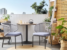 Stolik Bistro Beliani PALMI 60x60 cm Imitacja Drewna Brązowy Ogrodowy