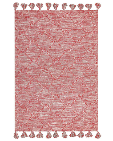 Dywan Bawełniany Beliani NIGDE 160 x 230 cm Czerwony z Frędzlami Etniczny Dywan Bawełniany Beliani NIGDE 160 x 230 cm Czerwony z Frędzlami Etniczny
