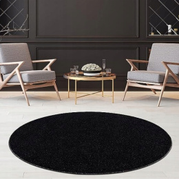 Fashion4Home Jednokolorowy Dywan z Krótkim Runem Czarny/Antracytowy ⌀ 80 cm