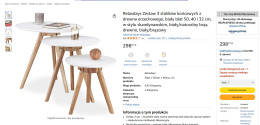 Relaxdays Zestaw 3 Stolików Końcowych Drewno Orzechowe Biały Blat Skandynawski