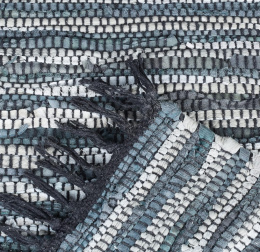 Relaxdays – Dywan z Łatkami, Ręcznie Tkany, Bawełna i Skóra, 70 x 140 cm, Antypoślizgowy, Szary