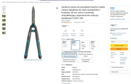 Gardena EasyCut Nożyce do Żywopłotu – Lekkie, Ergonomiczne z Ostrzami 20 cm i Obcinaczem do Gałęzi (Model 12301-20)