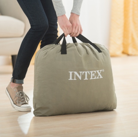INTEX 64126 Materac Dmuchany Dwuosobowy Dura-Beam Plus z Wbudowaną Pompką Elektryczną 220-240V – 152x203x46 cm, Grafitowo-Beżowy INTEX 64126 Materac Dmuchany Dwuosobowy Dura-Beam Plus z Wbudowaną Pompką Elektryczną 220-240V – 152x203x46 cm, Grafitowo-Beżowy