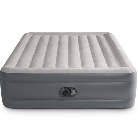 INTEX 64126 Materac Dmuchany Dwuosobowy Dura-Beam Plus z Wbudowaną Pompką Elektryczną 220-240V – 152x203x46 cm, Grafitowo-Beżowy INTEX 64126 Materac Dmuchany Dwuosobowy Dura-Beam Plus z Wbudowaną Pompką Elektryczną 220-240V – 152x203x46 cm, Grafitowo-Beżowy