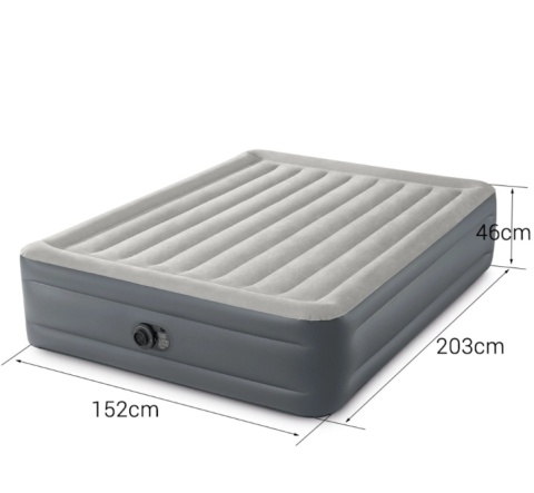INTEX 64126 Materac Dmuchany Dwuosobowy Dura-Beam Plus z Wbudowaną Pompką Elektryczną 220-240V – 152x203x46 cm, Grafitowo-Beżowy INTEX 64126 Materac Dmuchany Dwuosobowy Dura-Beam Plus z Wbudowaną Pompką Elektryczną 220-240V – 152x203x46 cm, Grafitowo-Beżowy