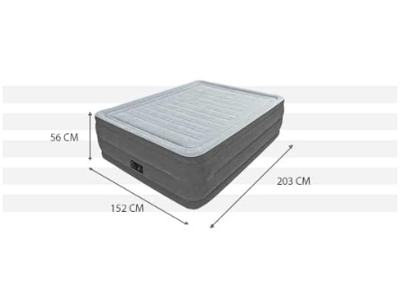 INTEX 64418ND Materac Dmuchany Dura-Beam Comfort Plush High Rise – Queen Size, 152x203x56 cm, z Wbudowaną Pompką Elektryczną INTEX 64418ND Materac Dmuchany Dura-Beam Comfort Plush High Rise – Queen Size, 152x203x56 cm, z Wbudowaną Pompką Elektryczną