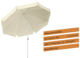Schneider Parasol Ibiza Natural Ø 200 cm – UV 50+, Stalowy Stelaż, Regulowany Kąt Pochylenia, Impregnowany