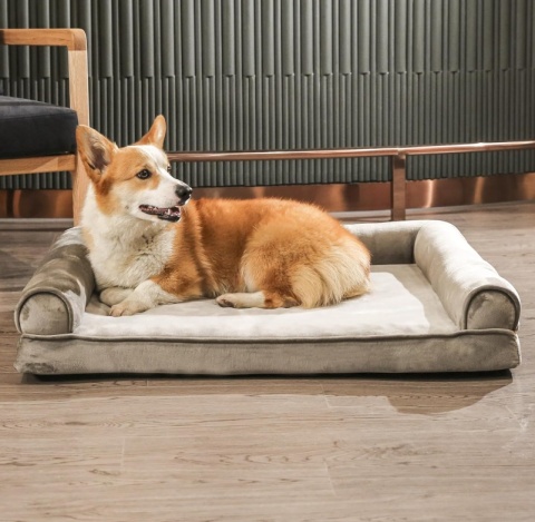 Amazon Basics – Piankowe Legowisko / Sofa XL dla Psa w Kształcie Litery U, Ze Zdejmowanym Pokrowcem, Brązowe, 112 x 89 x 20 cm Amazon Basics – Piankowe Legowisko / Sofa XL dla Psa w Kształcie Litery U, Ze Zdejmowanym Pokrowcem, Brązowe, 112 x 89 x 20 cm