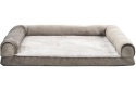 Amazon Basics – Piankowe Legowisko / Sofa XL dla Psa w Kształcie Litery U, Ze Zdejmowanym Pokrowcem, Brązowe, 112 x 89 x 20 cm