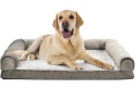 Amazon Basics – Piankowe Legowisko / Sofa XL dla Psa w Kształcie Litery U, Ze Zdejmowanym Pokrowcem, Brązowe, 112 x 89 x 20 cm