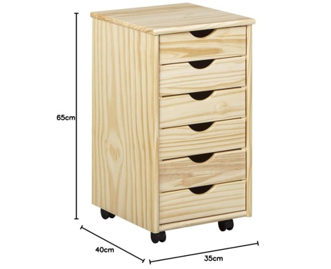 Inter Link Kontener Mobilny Nils z 6 Szufladami, Lite Drewno Sosnowe Naturalne, WxDxH: 35x39x66 cm Szafka, regał Inter Link Kontener Mobilny Nils z 6 Szufladami, Lite Drewno Sosnowe Naturalne, WxDxH: 35x39x66 cm Szafka, regał