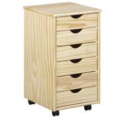 Inter Link Kontener Mobilny Nils z 6 Szufladami, Lite Drewno Sosnowe Naturalne, WxDxH: 35x39x66 cm Szafka, regał