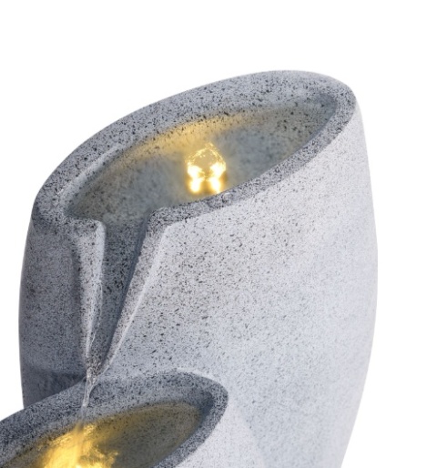 Fontanna ogrodowa BELIANI BELIOANI szara z LED – kaskadowa dekoracja ogrodu z oświetleniem, 70 cm Fontanna ogrodowa BELIANI BELIOANI szara z LED – kaskadowa dekoracja ogrodu z oświetleniem, 70 cm
