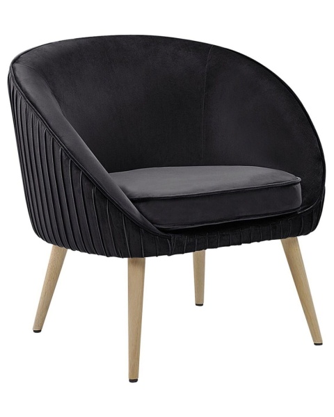 Fotel welurowy czarny TROMSO w stylu retro