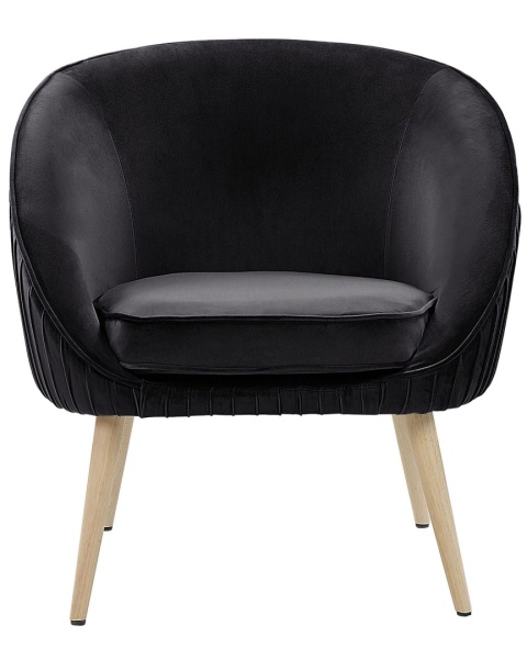 Fotel welurowy czarny TROMSO w stylu retro Fotel welurowy czarny TROMSO w stylu retro