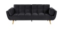 Sofa rozkładana ASBY Welur Czarny dla 3 osób