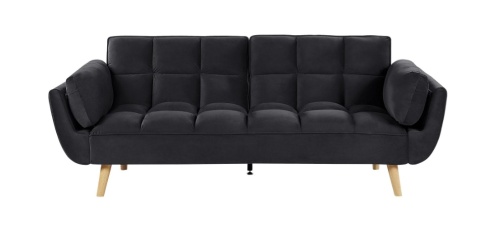Sofa rozkładana ASBY Welur Czarny dla 3 osób