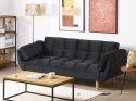 Sofa rozkładana ASBY Welur Czarny dla 3 osób
