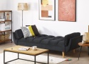 Sofa rozkładana ASBY Welur Czarny dla 3 osób