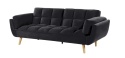 Sofa rozkładana ASBY Welur Czarny dla 3 osób
