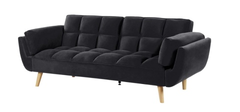 Sofa rozkładana ASBY Welur Czarny dla 3 osób Sofa rozkładana ASBY Welur Czarny dla 3 osób