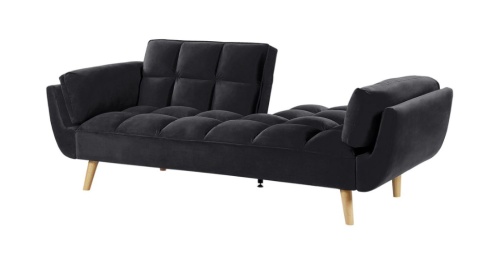 Sofa rozkładana ASBY Welur Czarny dla 3 osób Sofa rozkładana ASBY Welur Czarny dla 3 osób