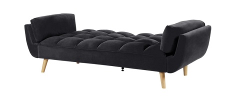 Sofa rozkładana ASBY Welur Czarny dla 3 osób Sofa rozkładana ASBY Welur Czarny dla 3 osób
