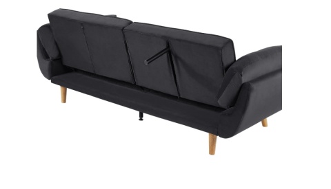 Sofa rozkładana ASBY Welur Czarny dla 3 osób Sofa rozkładana ASBY Welur Czarny dla 3 osób