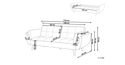Sofa rozkładana ASBY Welur Czarny dla 3 osób Sofa rozkładana ASBY Welur Czarny dla 3 osób