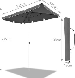 VOUNOT Prostokątny Parasol Ogrodowy / Balkonowy 200x125 cm, Pochylany