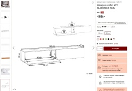 Wisząca szafka RTV Beliani GLADSTONE – 180 cm, biała, nowoczesny minimalizm