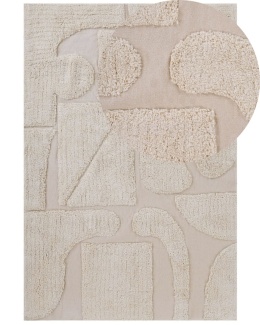 Beliani Dywan DIYADIN Beżowy 160 x 230 cm Bawełniany Abstrakcyjny