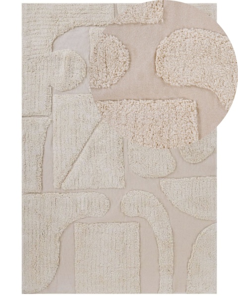 Beliani Dywan DIYADIN Beżowy 160 x 230 cm Bawełniany Abstrakcyjny Beliani Dywan DIYADIN Beżowy 160 x 230 cm Bawełniany Abstrakcyjny