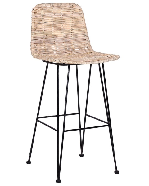 Beliani Krzesło Barowe CASSITA Rattan Naturalny Rustykalne Beliani Krzesło Barowe CASSITA Rattan Naturalny Rustykalne