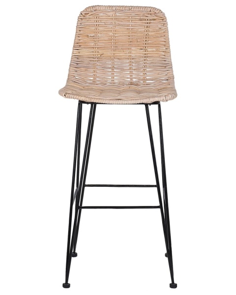 Beliani Krzesło Barowe CASSITA Rattan Naturalny Rustykalne Beliani Krzesło Barowe CASSITA Rattan Naturalny Rustykalne