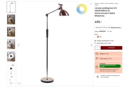 Beliani Lampa Podłogowa LED ANDROMEDA Miedziana ze Ściemniaczem