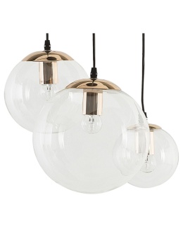 Beliani Lampa wisząca LADON 3-punktowa Szklana Przezroczysta ze złotym mocowaniem