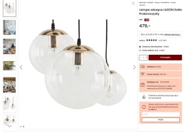 Beliani Lampa wisząca LADON 3-punktowa Szklana Przezroczysta ze złotym mocowaniem