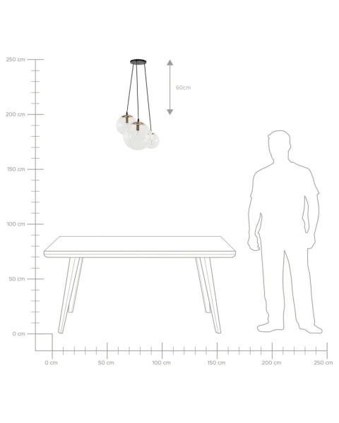 Beliani Lampa wisząca LADON 3-punktowa Szklana Przezroczysta ze złotym mocowaniem Beliani Lampa wisząca LADON 3-punktowa Szklana Przezroczysta ze złotym mocowaniem