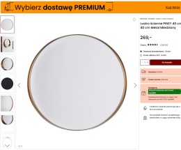 Beliani Lustro Ścienne PINEY 40 cm Miedziane Okrągłe