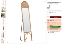 Beliani Lustro Stojące BRUSSEY 170 cm Rattan Naturalny